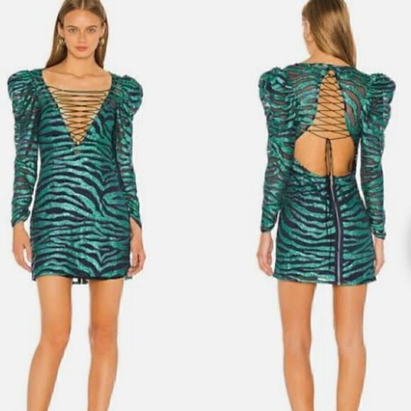 For Love And Lemons Vixen Dress Lace Up NWT M - Picture 1 of 15